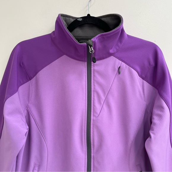 L.L. Bean Pathfinder Soft Shell Jacket Colorblock Purple Woman’s Medium Petite - Picture 3 of 13